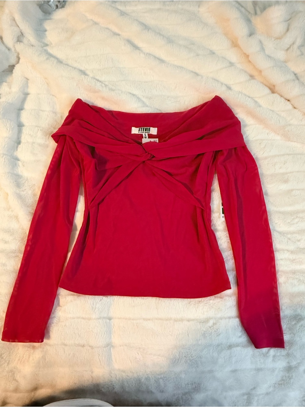 Steve Madden Hot Pink Off Shoulder Mesh Top NWT Small